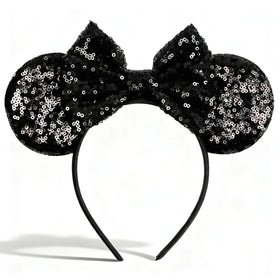 bianbaistar front view black sequin ears showing elegant sparkle and refined silhouette