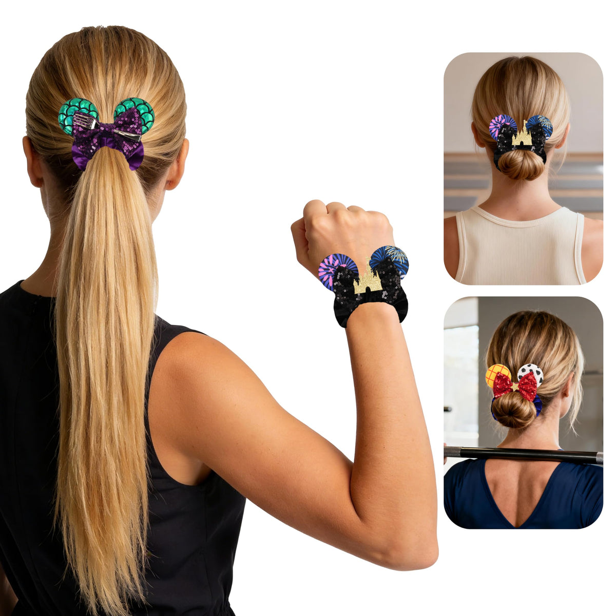 bianbaistar purple scrunchie mermaid-scale fabric with fork detail for playful style
