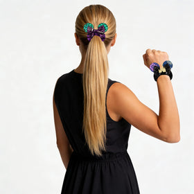 bianbaistar scrunchies held in hand for scale showing compact travel-friendly size