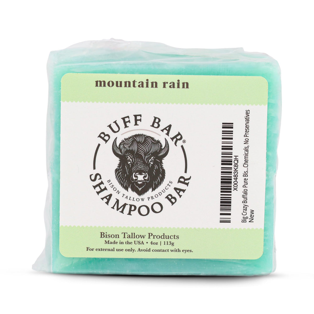 Big Crazy Buffalo front packaging showing Mountain Rain two-pack and natural branding
