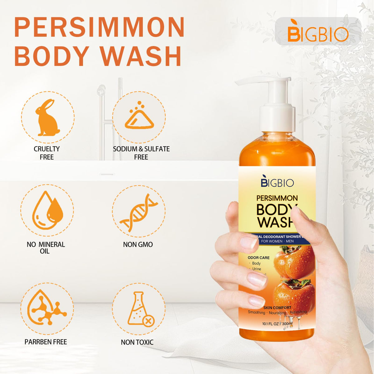 BIGBIO in-shower foot care scene showing targeted odor control for smelly feet