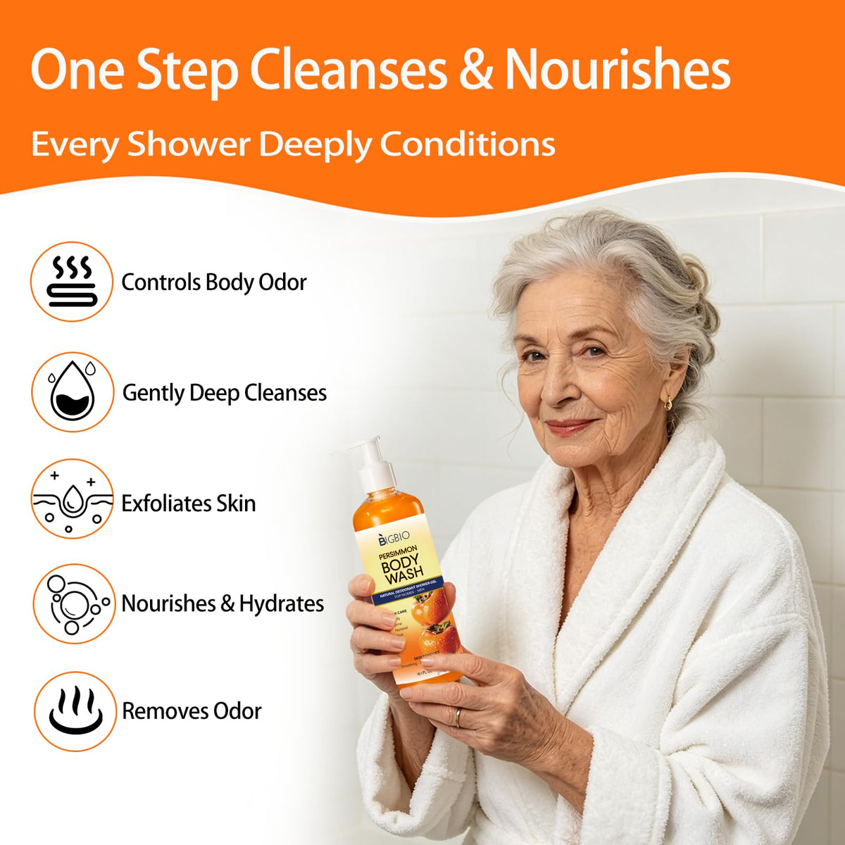 BIGBIO pump and label detail highlighting natural extracts and gentle formula benefits