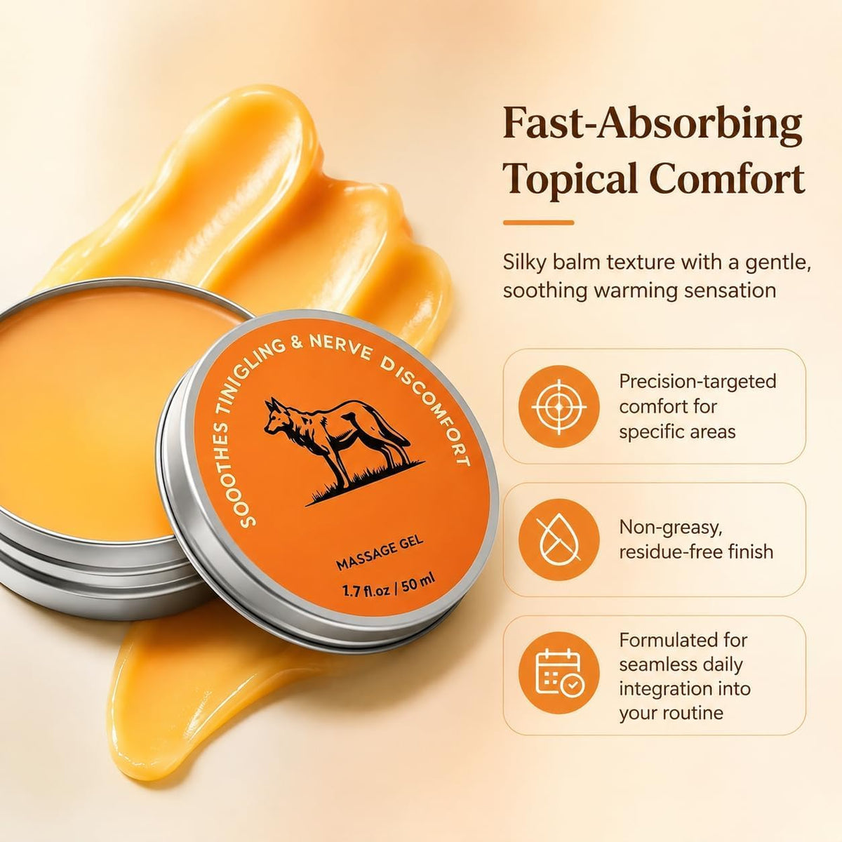 BIKCITV cream texture close-up illustrating fast absorption benefit