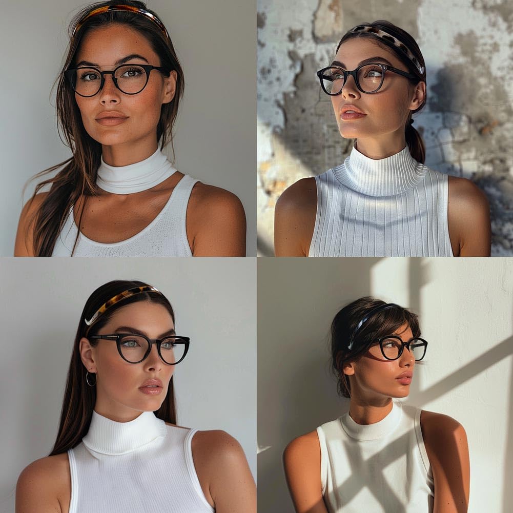 BIKCZEWIN on model wearing glasses and headband for all-day comfort