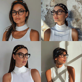 BIKCZEWIN on model wearing glasses and headband for all-day comfort
