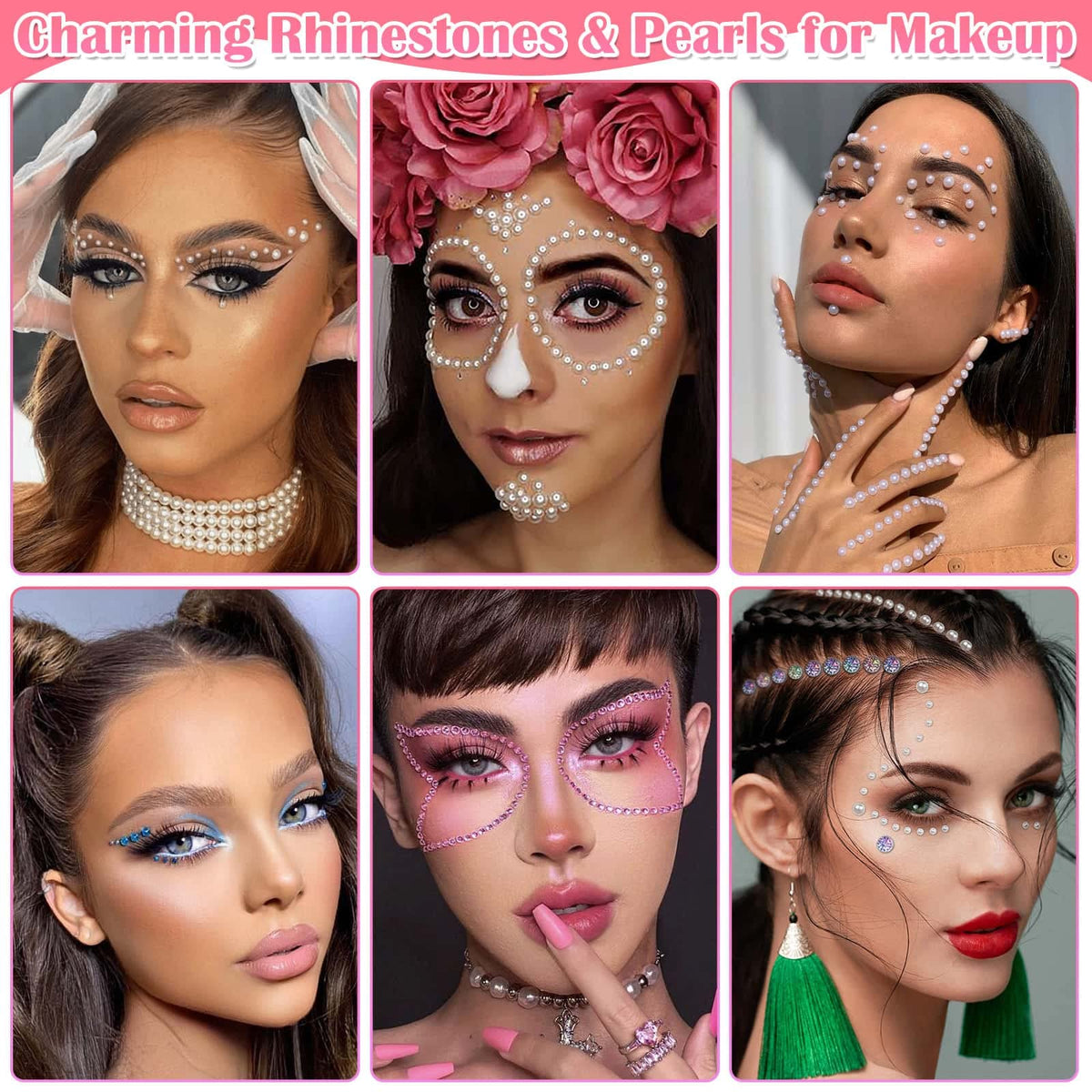 Billbotk gems applied to cheek and eye area, demonstrates festival-ready sparkle