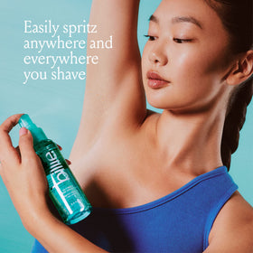 Billie being sprayed on leg showing ingrown-prevention benefit