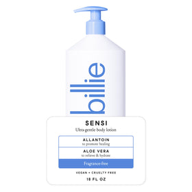 Billie front bottle showing label and gentle fragrance-free benefit