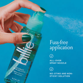 Billie fine mist texture in air demonstrating quick absorption