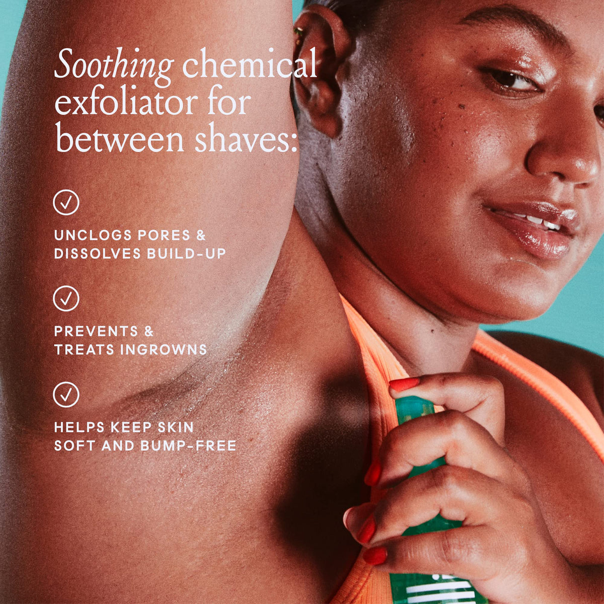 Billie spray nozzle close-up for easy all-over application