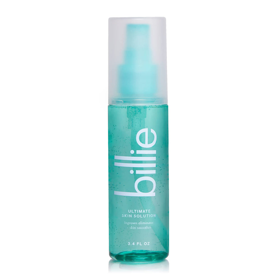 Billie bottle front view showing packaging and clear benefit