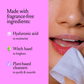 Hand using Billie Wonder Wipes to remove makeup gently and quickly
