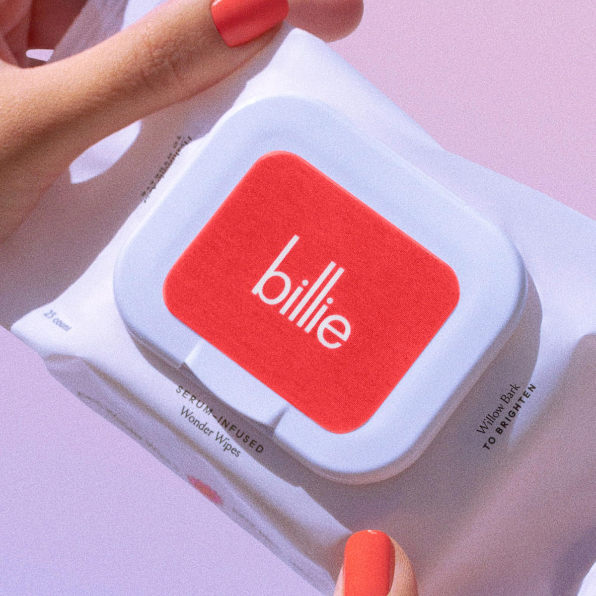 Billie Wonder Wipes on bathroom counter for quick post-workout cleanse
