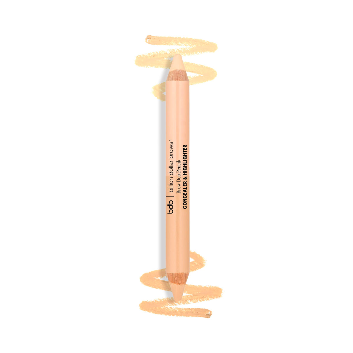 billion dollar brows front view showing dual-ended pencil for quick brow lift