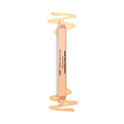 billion dollar brows front view showing dual-ended pencil for quick brow lift