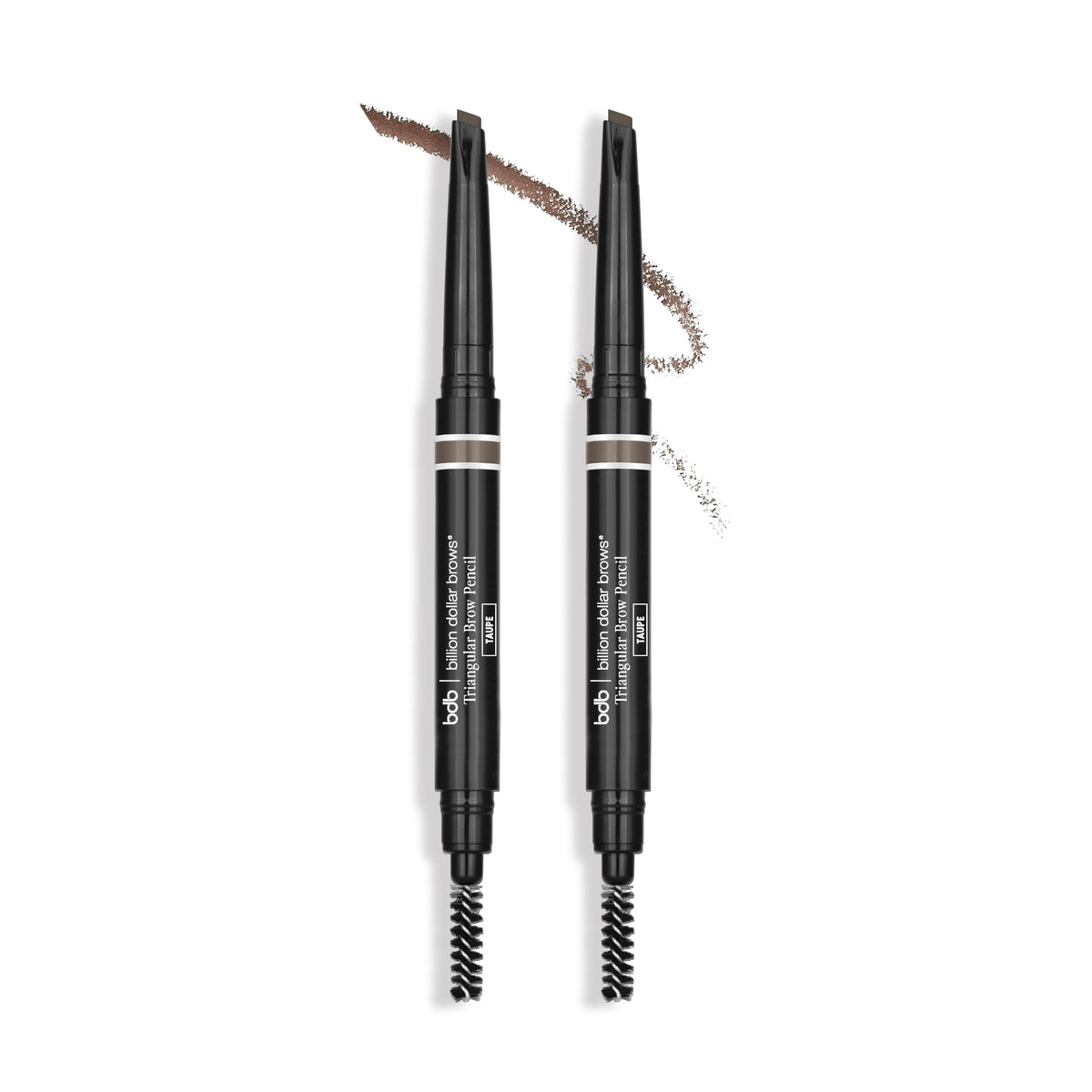 billion dollar brows front view showing triangular tip and thick spoolie for precise shaping