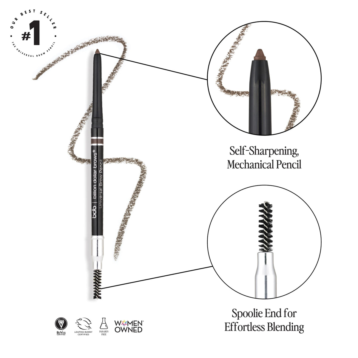 Billion Dollar Brows spoolie detail for seamless blending and grooming
