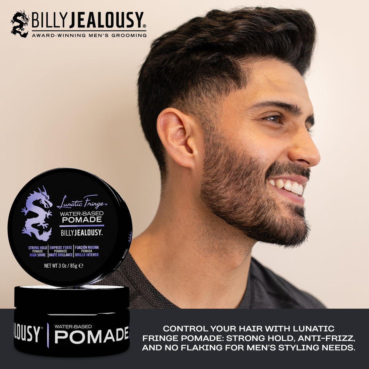 Billy Jealousy pomade on hands illustrating easy application and even distribution