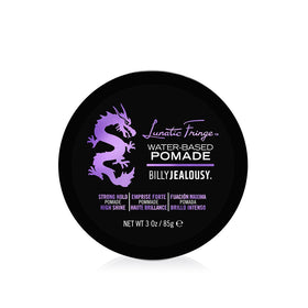 Billy Jealousy front jar showing strong hold pomade and glossy finish benefit