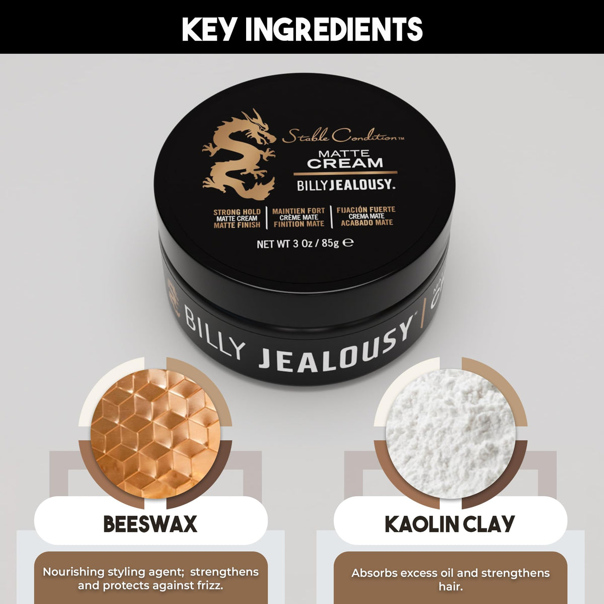 Billy Jealousy open jar revealing creamy matte texture ideal for touchable styling