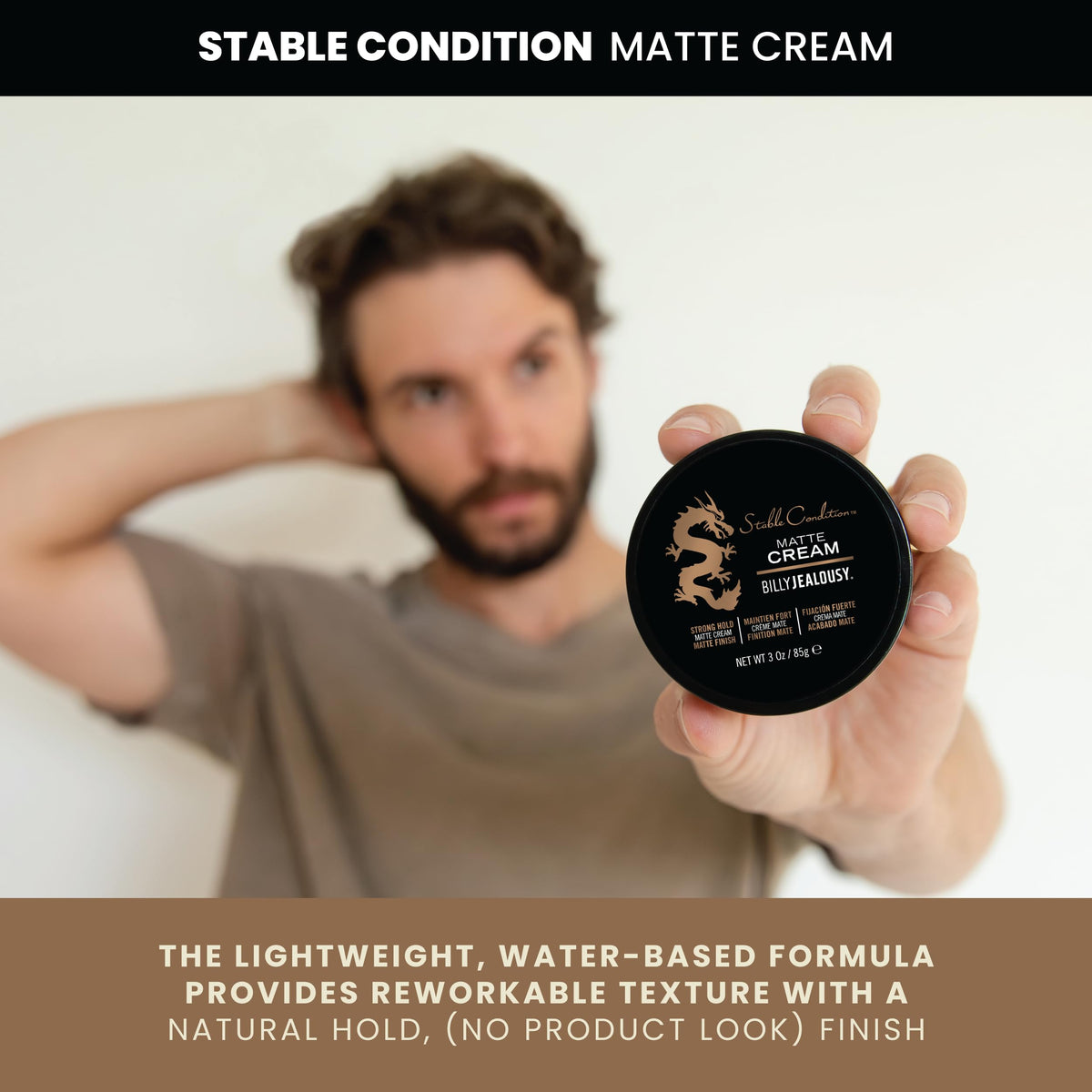 Billy Jealousy being applied to dry hair for instant texture and lightweight hold