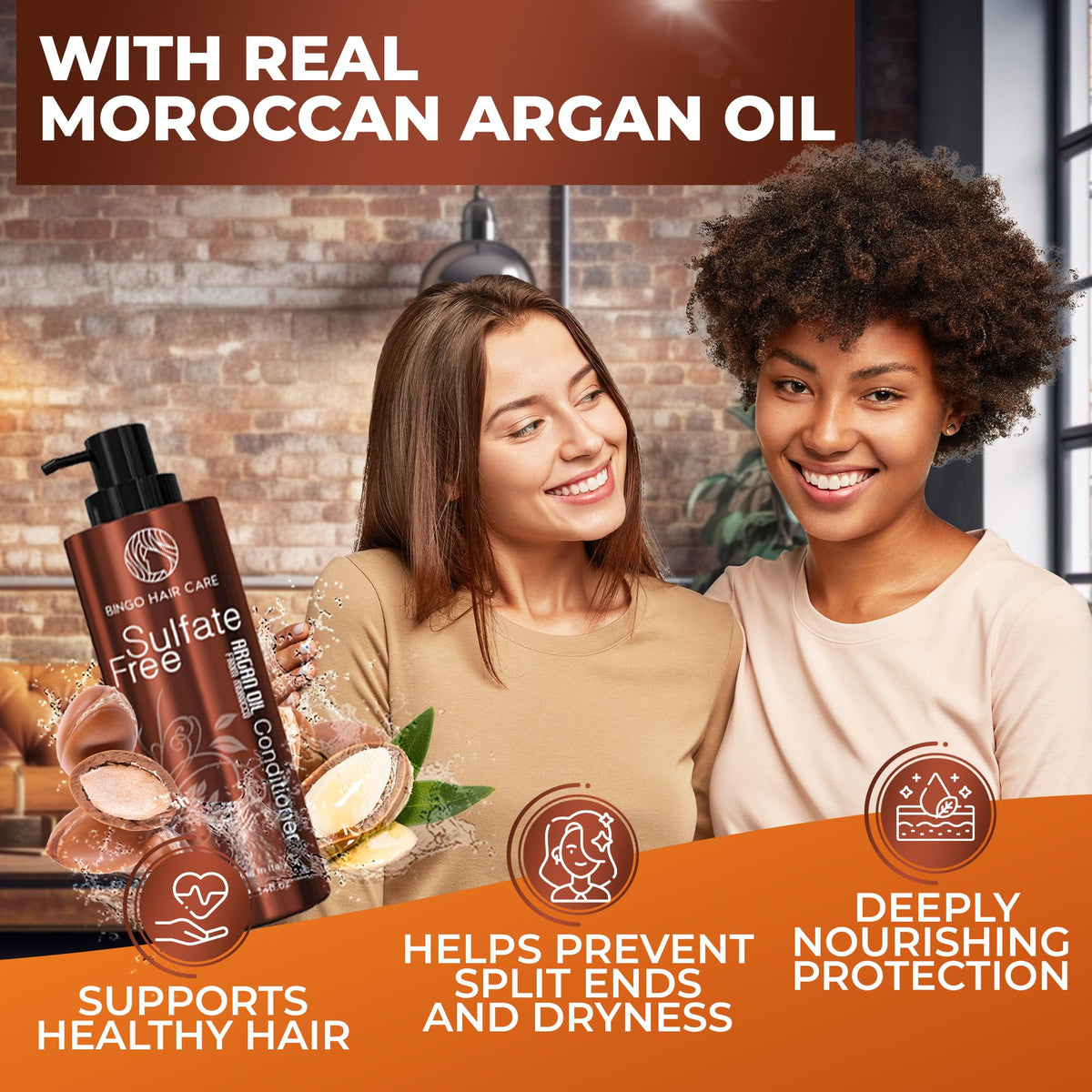 BINGO HAIR CARE label close-up highlighting sulfate-free salon-grade formula