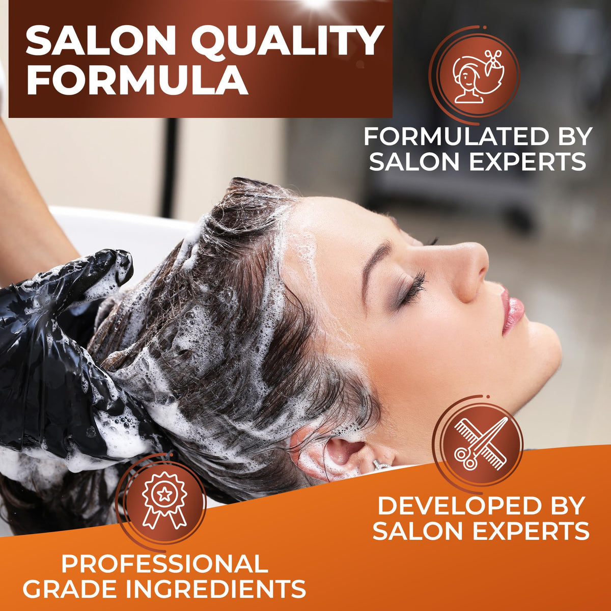 BINGO HAIR CARE hands applying shampoo to wet hair for easier detangling