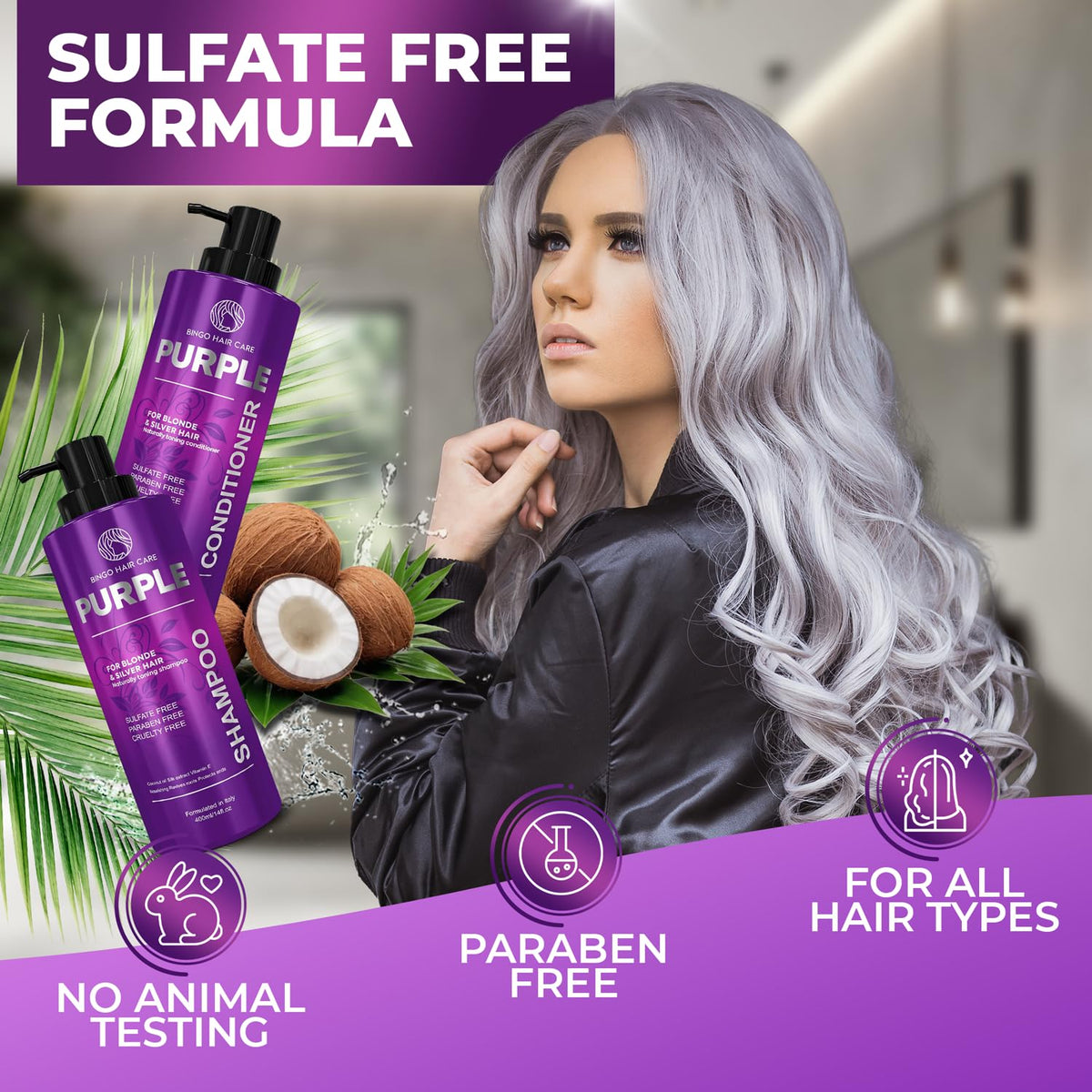 BINGO HAIR CARE in-shower use demonstrating easy toning during regular wash routine