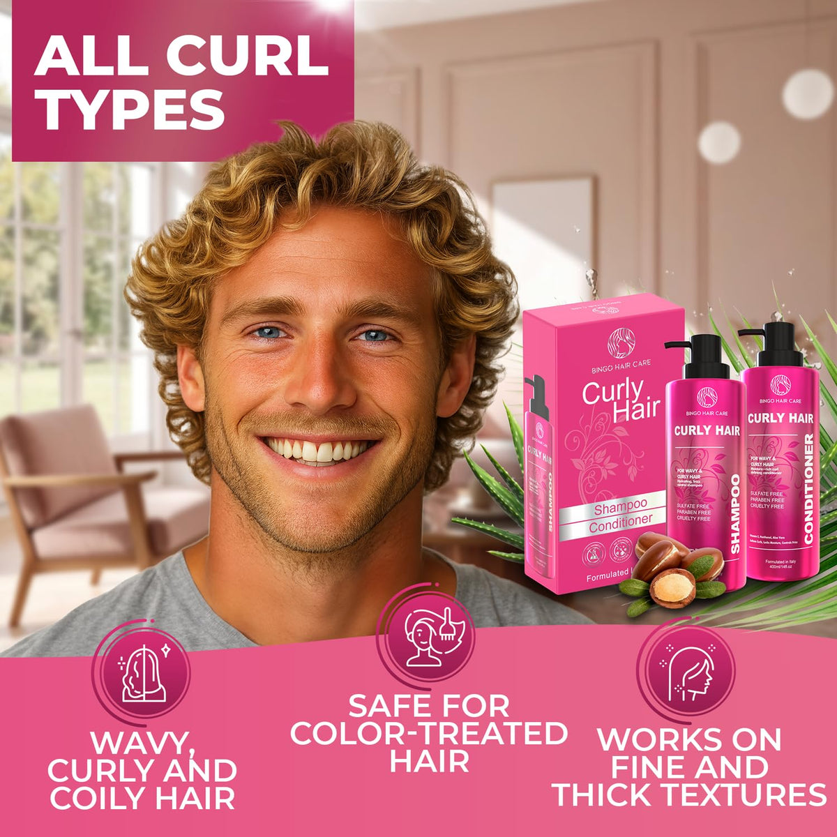 BINGO HAIR CARE two 14 fl oz bottles side-by-side for scale