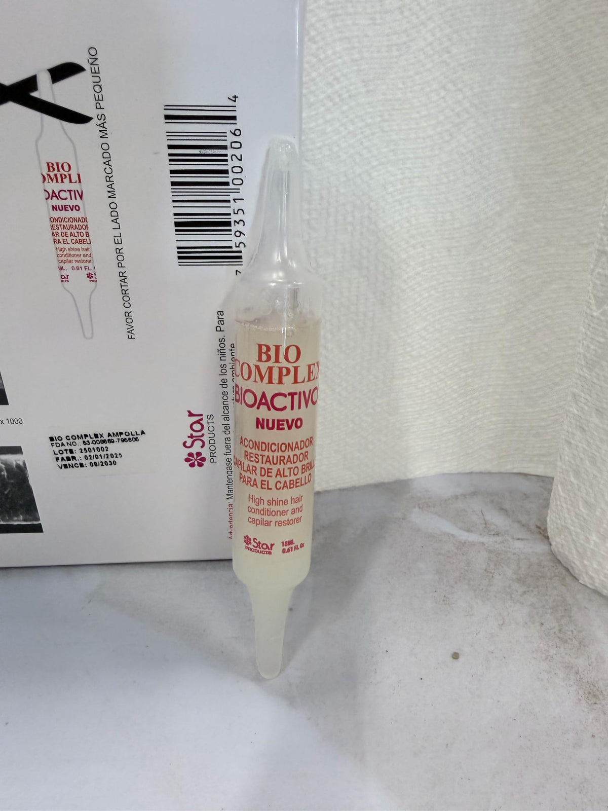 Bio Complex ampoule closeup highlighting texture and concentrated formulation