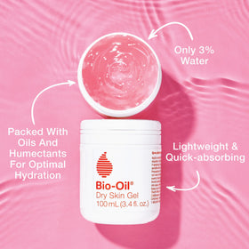 Bio-Oil gel texture close-up highlighting lightweight, fast absorption benefit