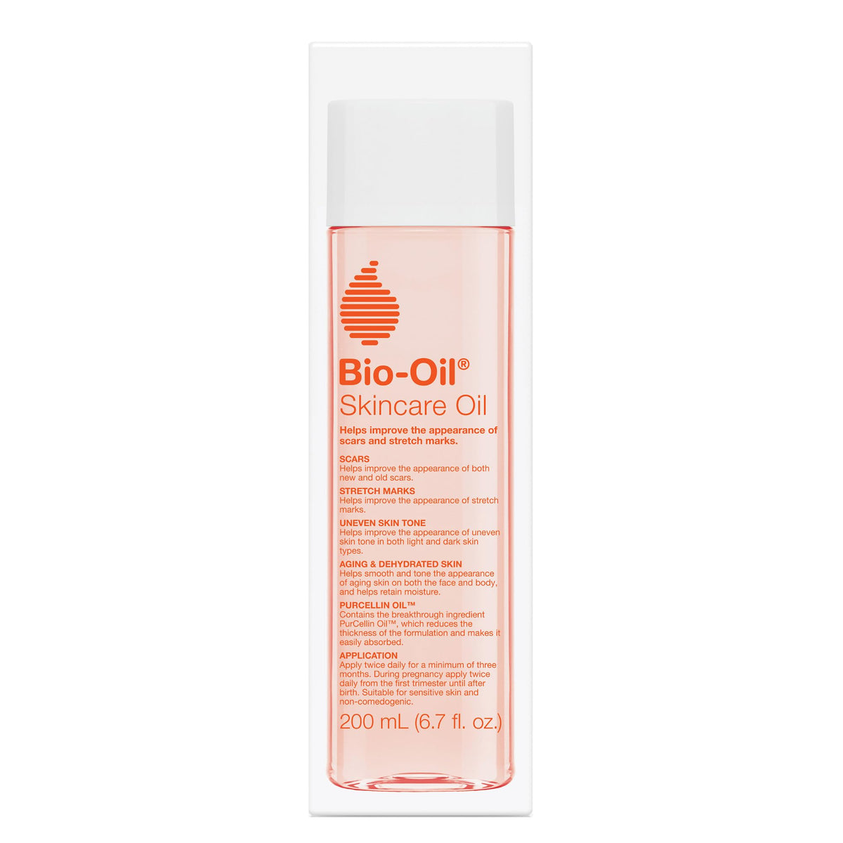 Bio-Oil front packaging 6.7 oz showing bottle and cap, brand promotes hydration