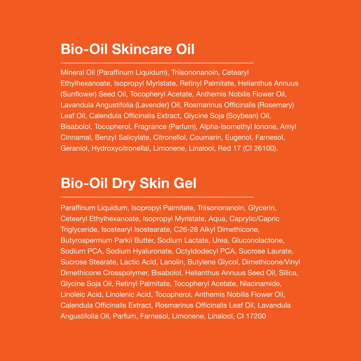 Bio-Oil skincare oil used on hair ends to reduce frizz and add shine