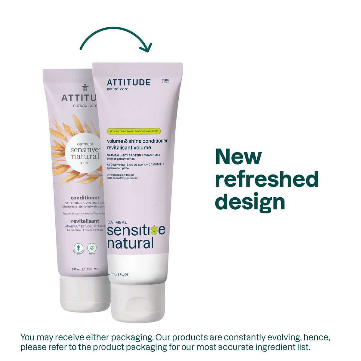 BIO SPECTRA ATTITUDE back label close-up listing ingredients and gentle formula