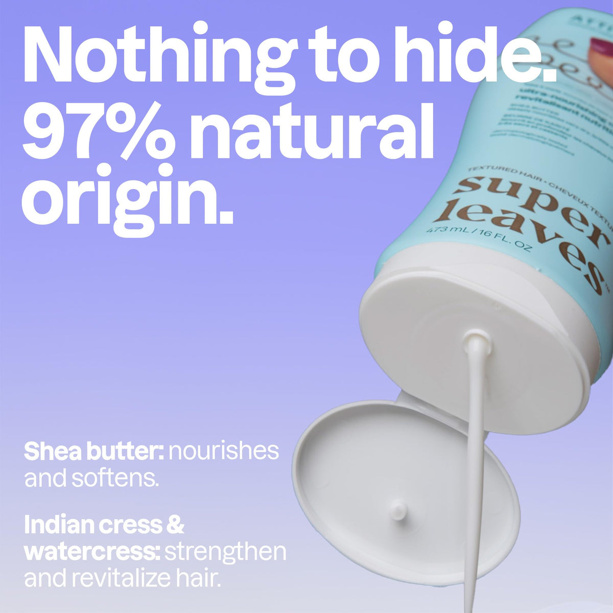 ATTITUDE conditioner cream texture on hand highlighting rich, creamy moisturizing slip