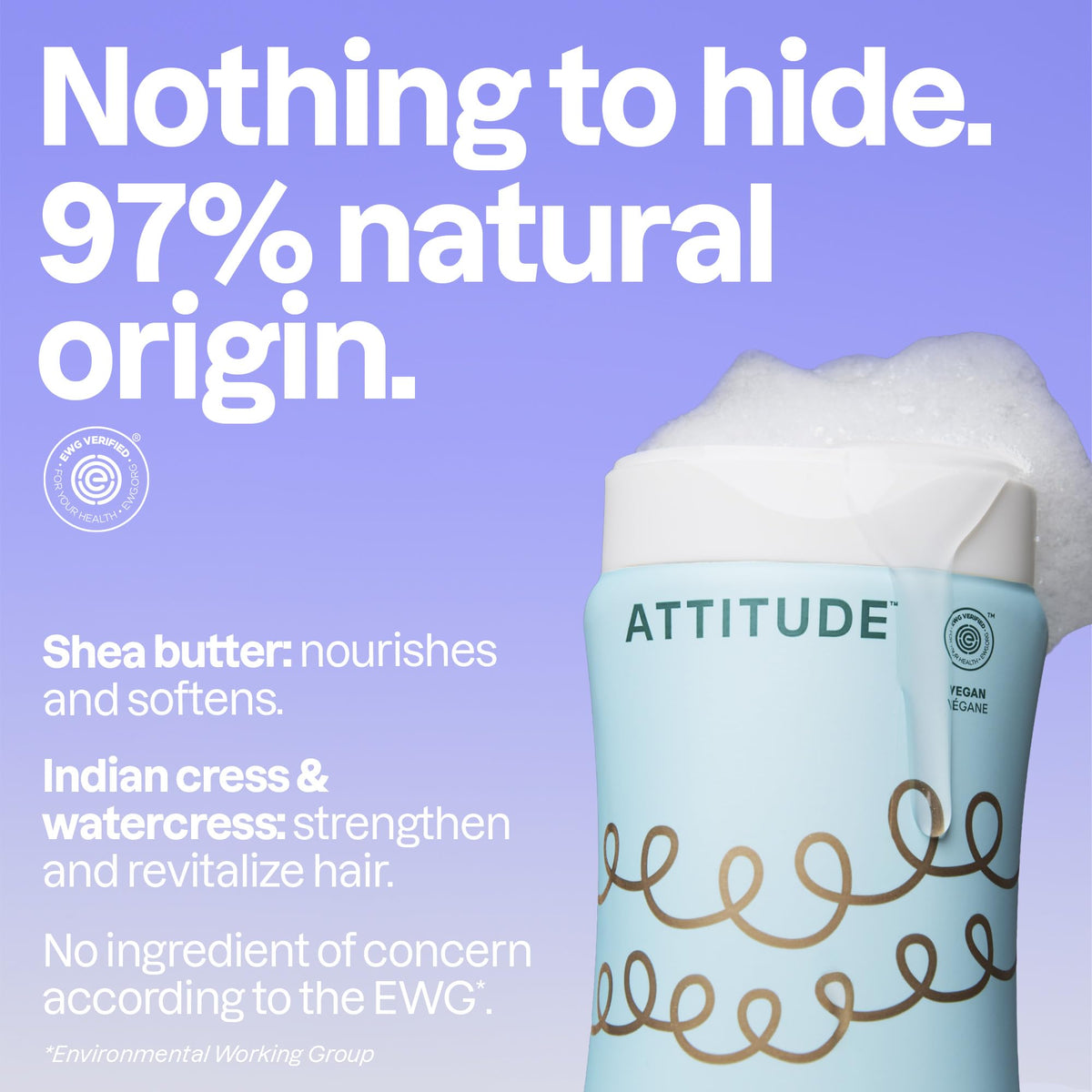 BIO SPECTRA ATTITUDE creamy lather on curly hair offering gentle cleansing benefit