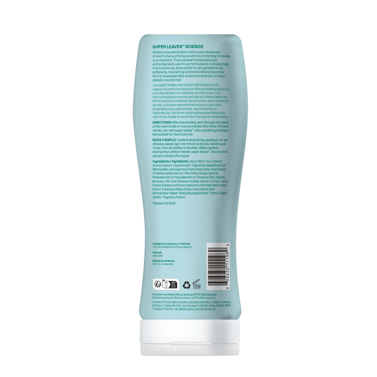 ATTITUDE bottle styled on bathroom shelf with tropical accents suggesting daily routine