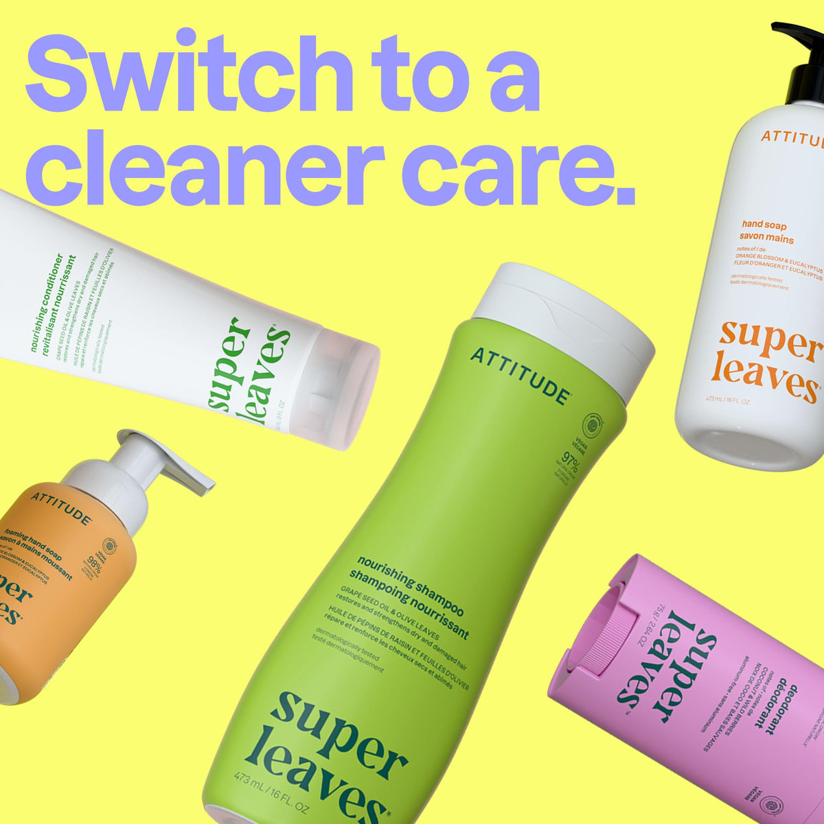 ATTITUDE 16 fl oz bottle next to hand to show true product scale