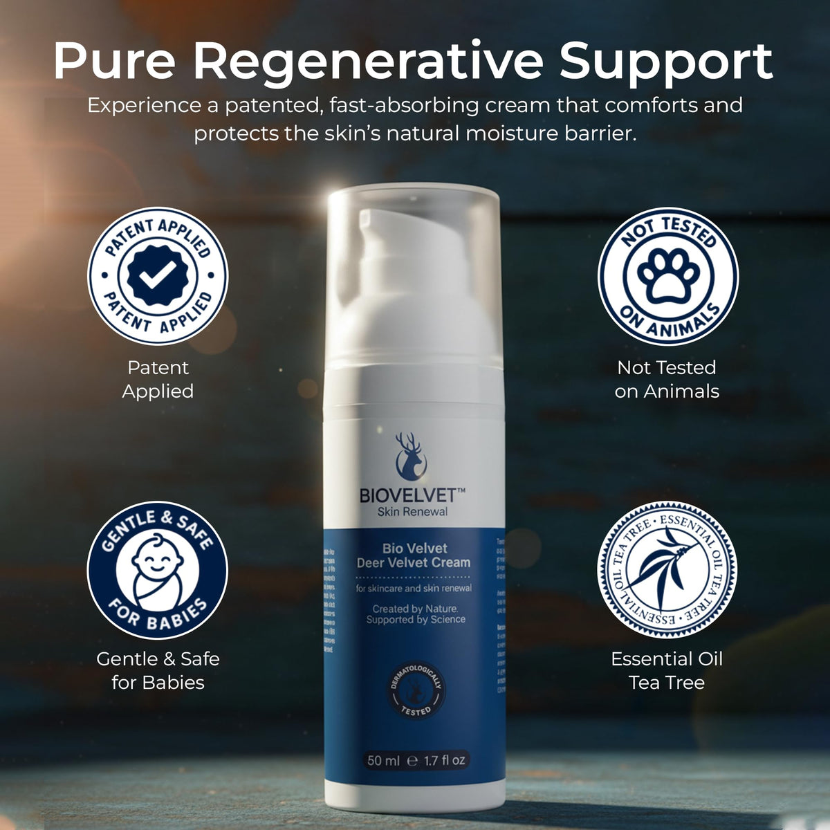 Bio Velvet ingredients label focused on deer antler extract and UMF 25 honey benefits