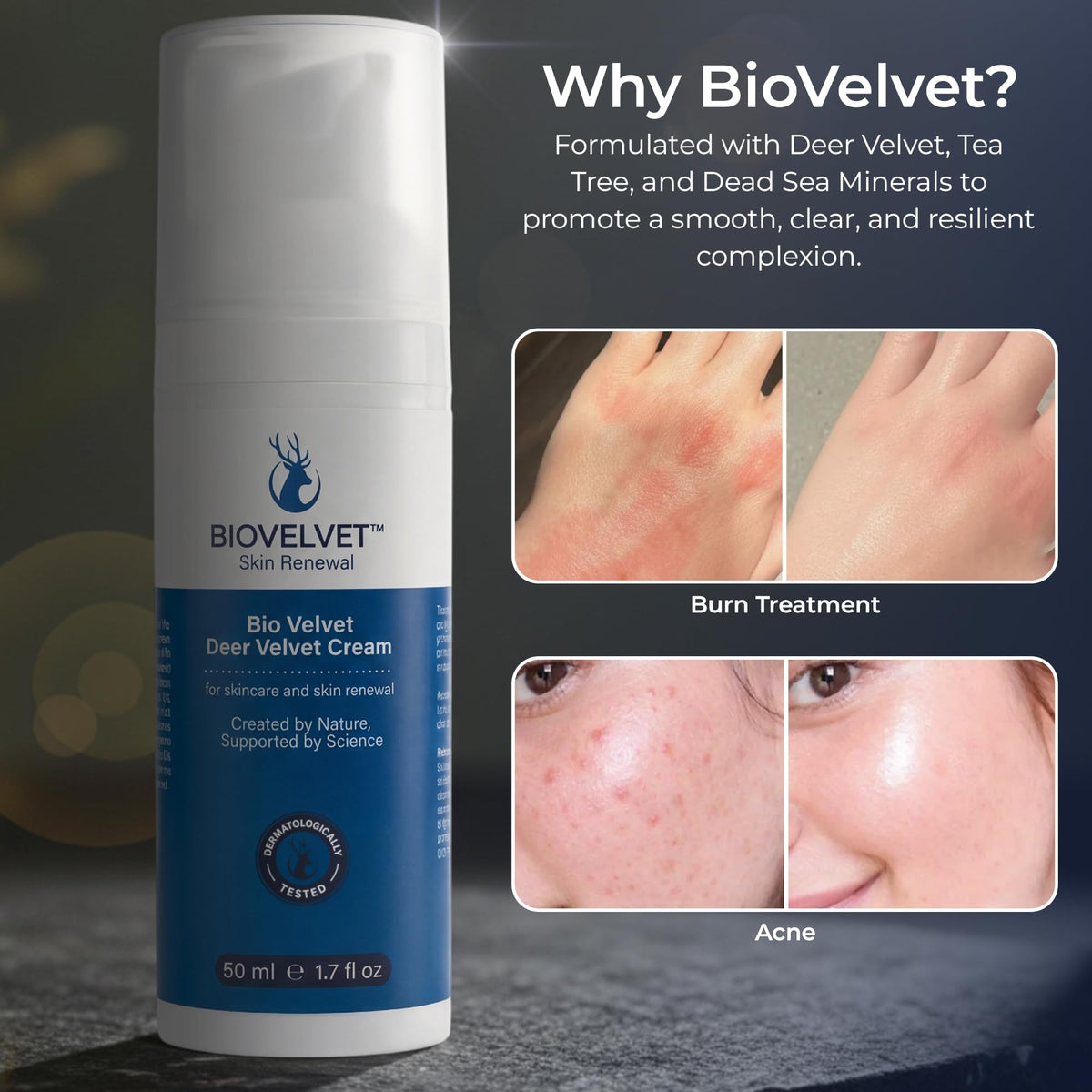 Bio Velvet on bathroom shelf in lifestyle scene indicating everyday routine inclusion