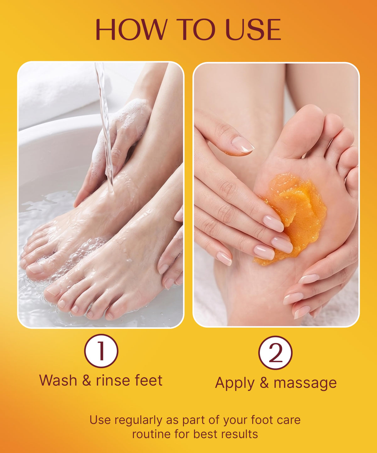 BIOAQUA application on heel demonstrating massage action and immediate smoothing benefit