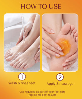 BIOAQUA application on heel demonstrating massage action and immediate smoothing benefit