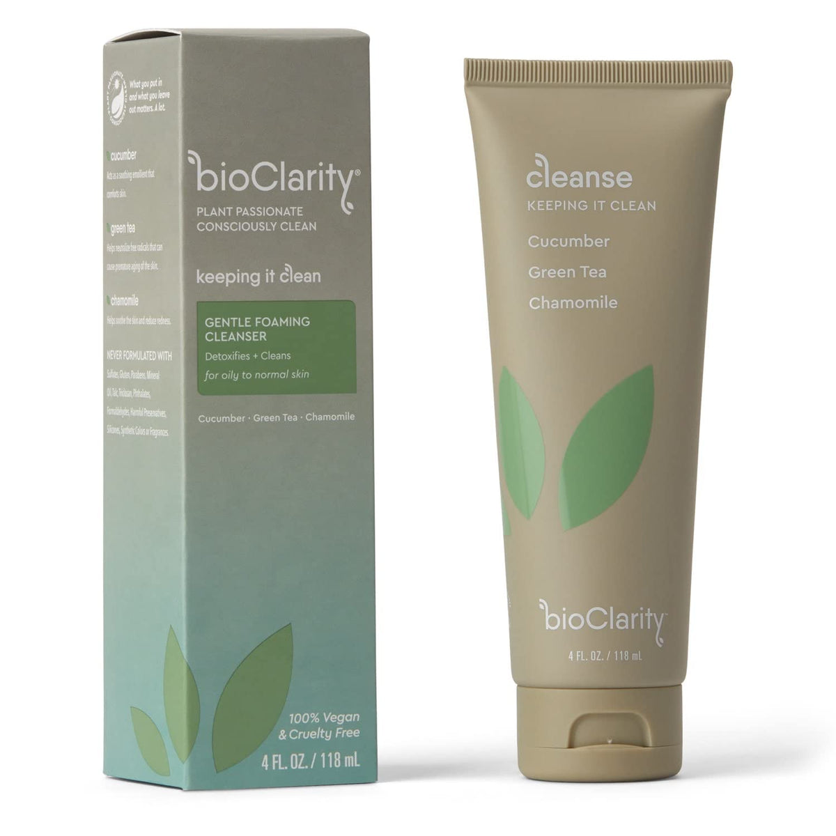 BioClarity next to a coin for scale showing compact 4 fl oz size portability