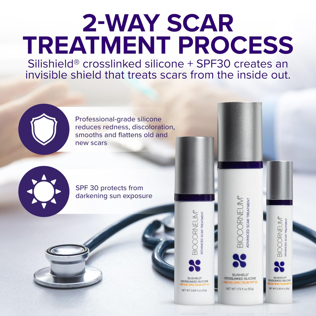 BIOCORNEUM applied to arm demonstrating easy spread and discreet coverage benefit