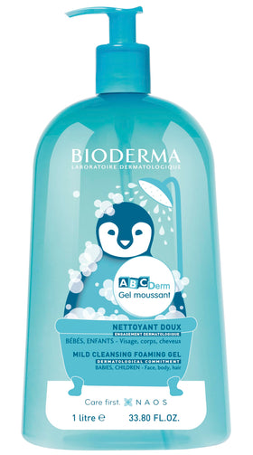 Bioderma front bottle view showing gentle baby cleanser and clear labeling