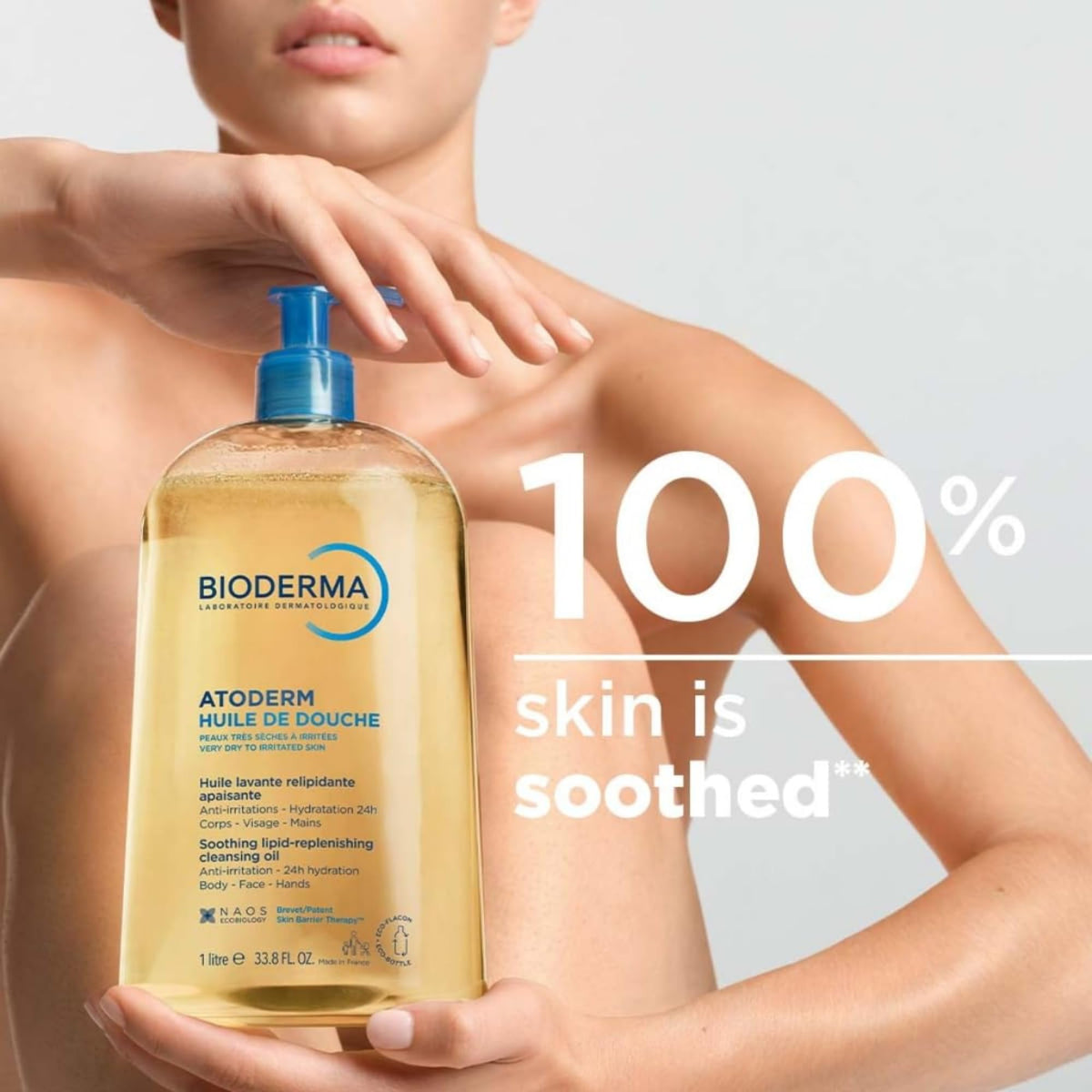 Bioderma Atoderm in-hand application demonstrating gentle lathering