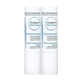 Bioderma Atoderm lip stick front packaging showing compact duo benefits