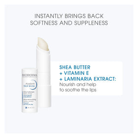 Bioderma Atoderm lip stick texture close-up showing smooth hydrating finish