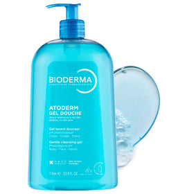 Bioderma pump close-up for easy dispensing and mess-free showers