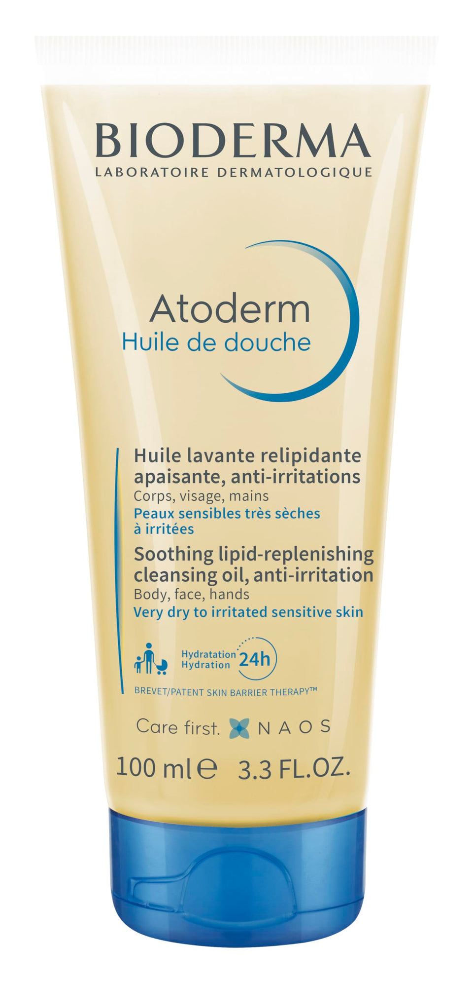 Bioderma atoderm shower oil front packaging showing compact bottle and label benefit